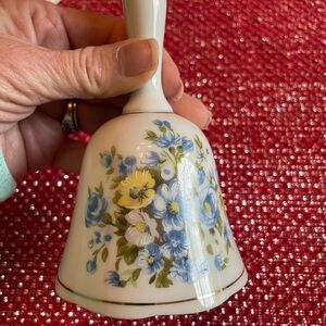 Floral Ceramic Bell with Blue and Yellow Flowers